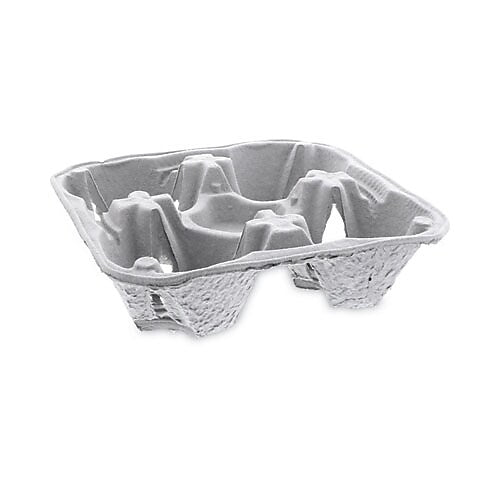 Earthchoice Carry-safe Beverage Carrier, Four-cup Carrier With Food Tray, 8 Oz To 32 oz., Natural, 300/carton