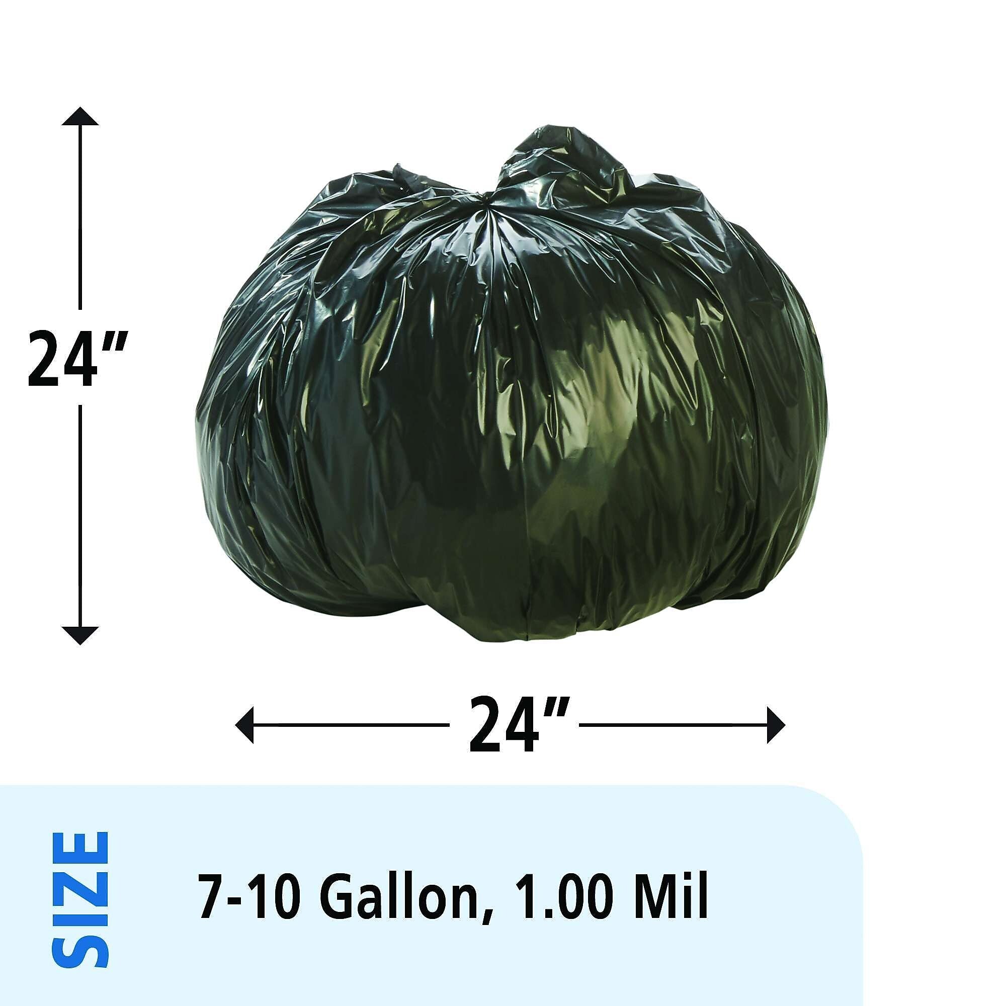 AbilityOne Envision 7-10 Gallon Industrial Trash Bag, 24" x 24", Low Density, 1 mil, Brown/Black, 250 Bags/Box (TRC2424)