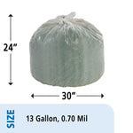 AbilityOne Controlled Life Cycle 13 Gallon Industrial Trash Bag, 30" x 24", Low Density, 0.7 mil, White, 120 Bags/BX (DGB13M120)