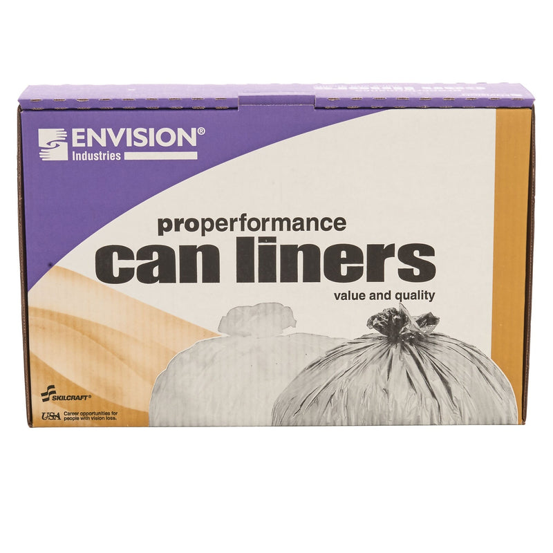 AbilityOne HDPE ProPerformance 40-45 Gallon Industrial Trash Bag, 40"x48", High Density, 12 mic, Natural, 250 Bags/BX, 10 Rolls