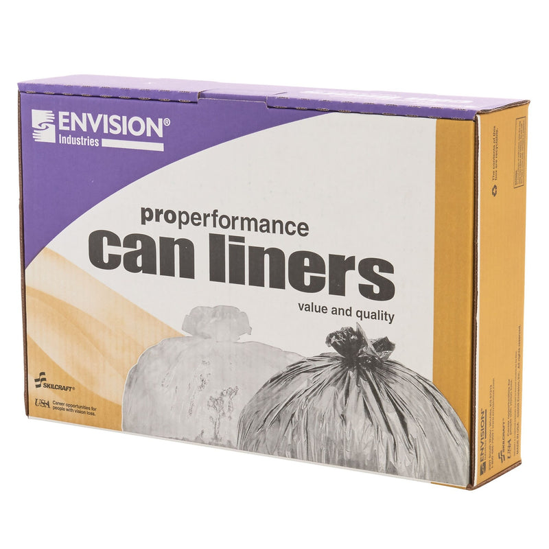 AbilityOne HDPE ProPerformance 40-45 Gallon Industrial Trash Bag, 40"x48", High Density, 12 mic, Natural, 250 Bags/BX, 10 Rolls