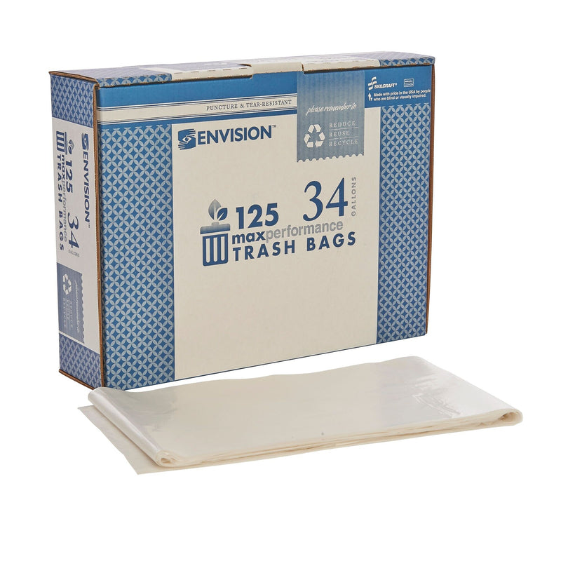 AbilityOne National Industries Plastic Bag, Heavy-Duty, 34 Gallon, Clear, 32" x 44", 125/Box