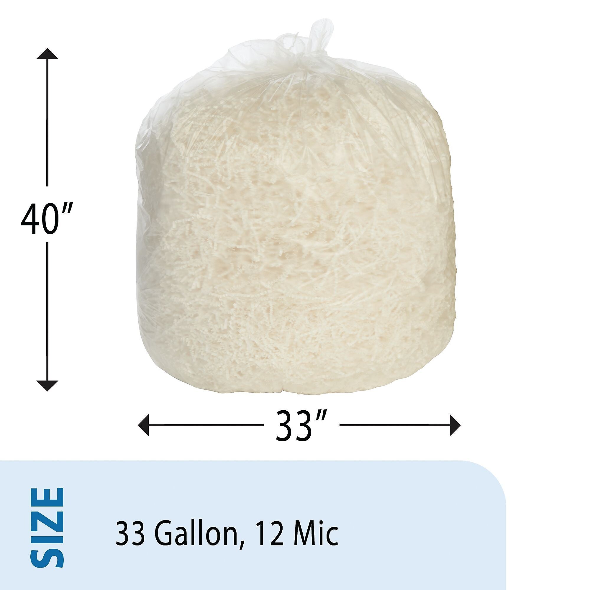 AbilityOne Envision Trash Liners, 33"x40", 33 Gallon, Clear, 250/Ct (HD33H)