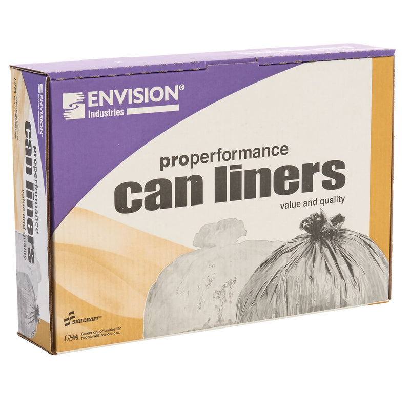 AbilityOne HDPE ProPerformance 40-45 Gallon Industrial Trash Bag, 40"x48", High Density, 12 mic, Natural, 250 Bags/BX, 10 Rolls