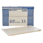 AbilityOne 33 Gallon Industrial Trash Bag, 33" x 39", Low Density, 0.7 mil, Clear, 125 Bags/Box (8105011839768)