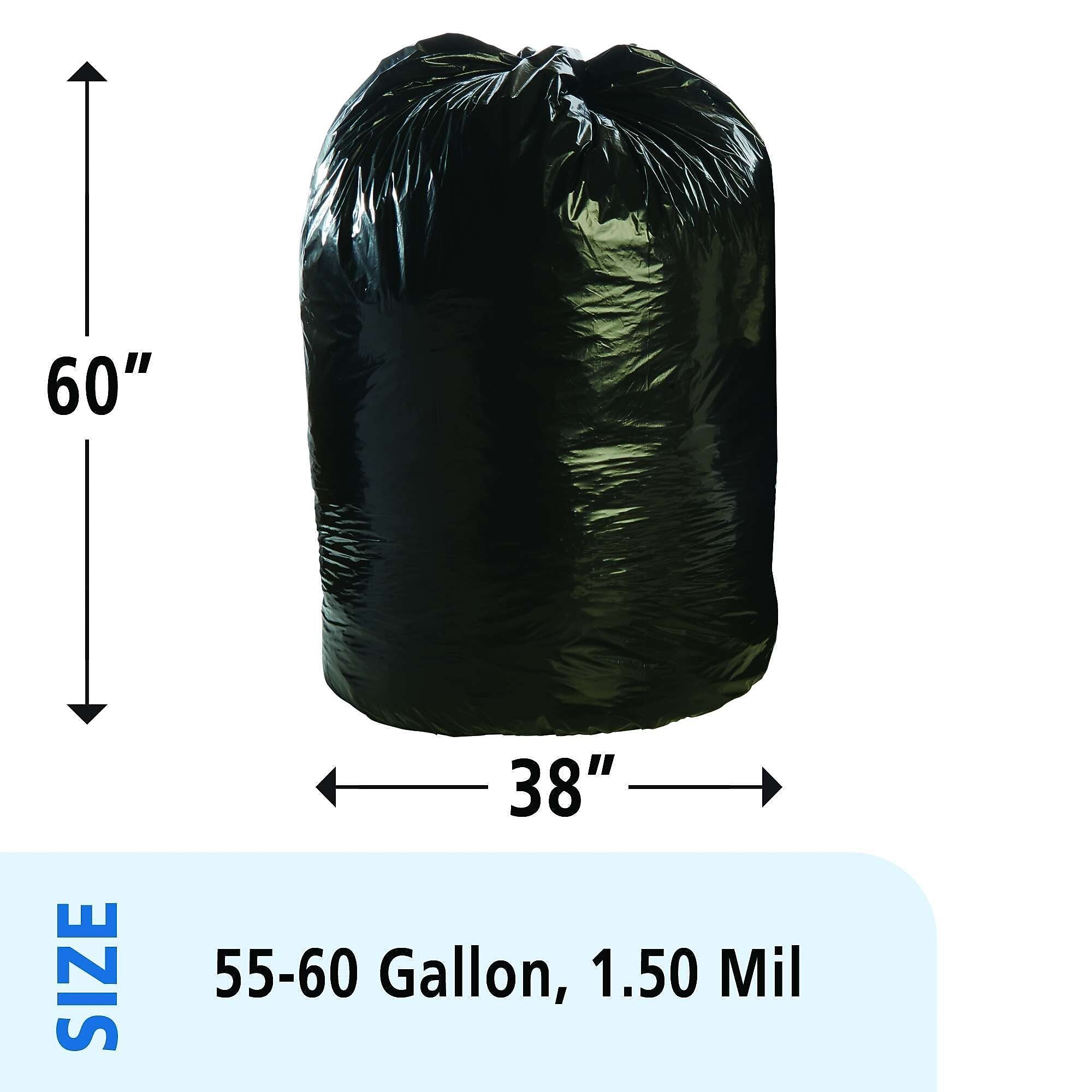 AbilityOne Envision TRC 55-60 Gallon Industrial Trash Bag, 38" x 60", Low Density, 1.5 mil, Black Brown, 100 Bags/Box (TRC3860)