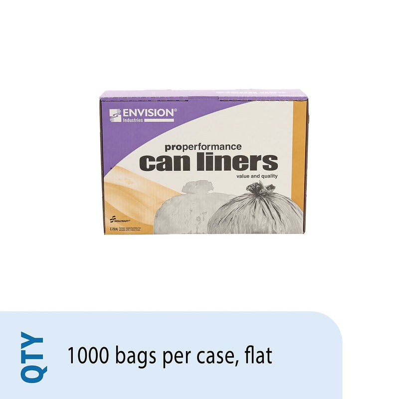 AbilityOne 7-10 Gallon Industrial Trash Bag, 24" x 24", High Density, 8 mic, Natural, 1000 Bags/Box (8105015171363)