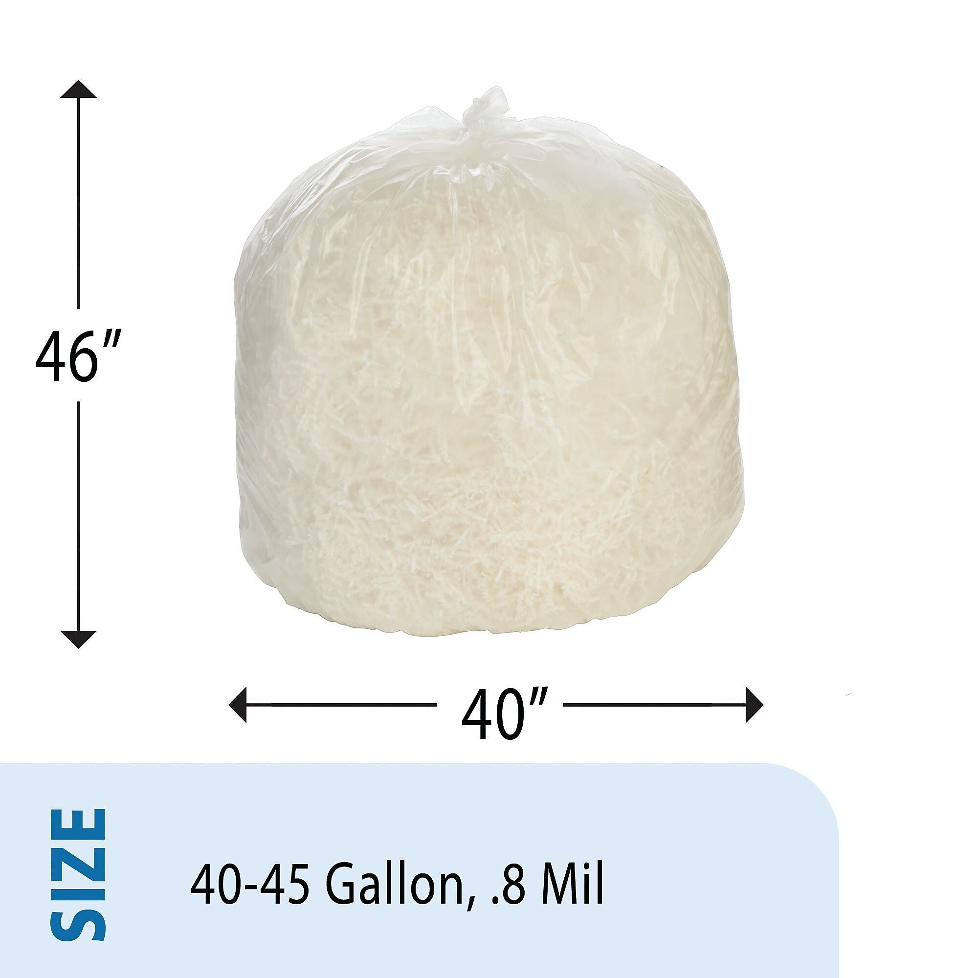 AbilityOne Envision LLDPE 40-45 Gallon Industrial Trash Bag, 40" x 48", Low Density, 0.8 mil, Clear, 125 Bags/BX (8105015171362)