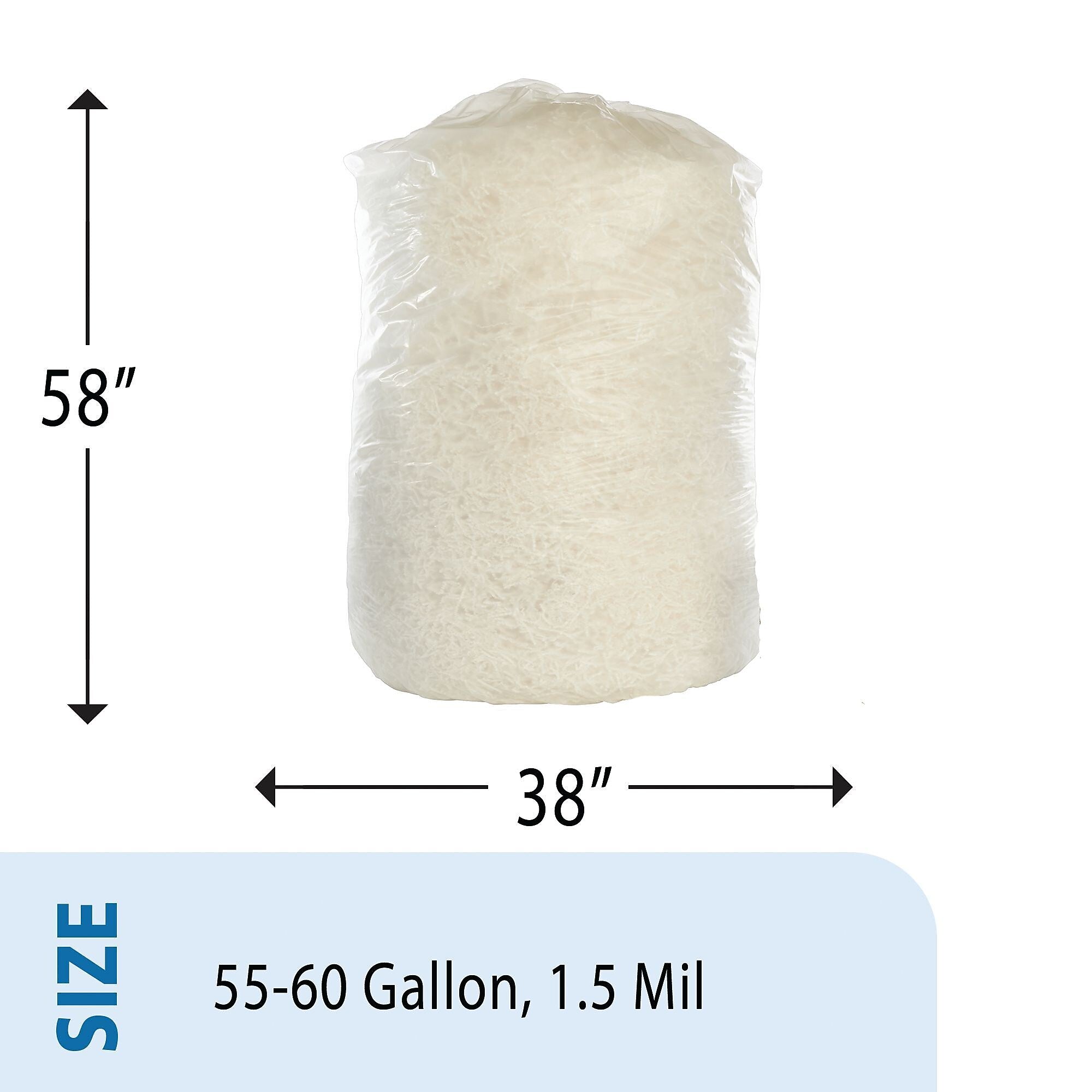 AbilityOne Envision LLDPE 55-60 Gallon Industrial Trash Bag, 38" x 58", Low Density, 1.5 mil, Clear, 100 Bags/BX (8105015171373)