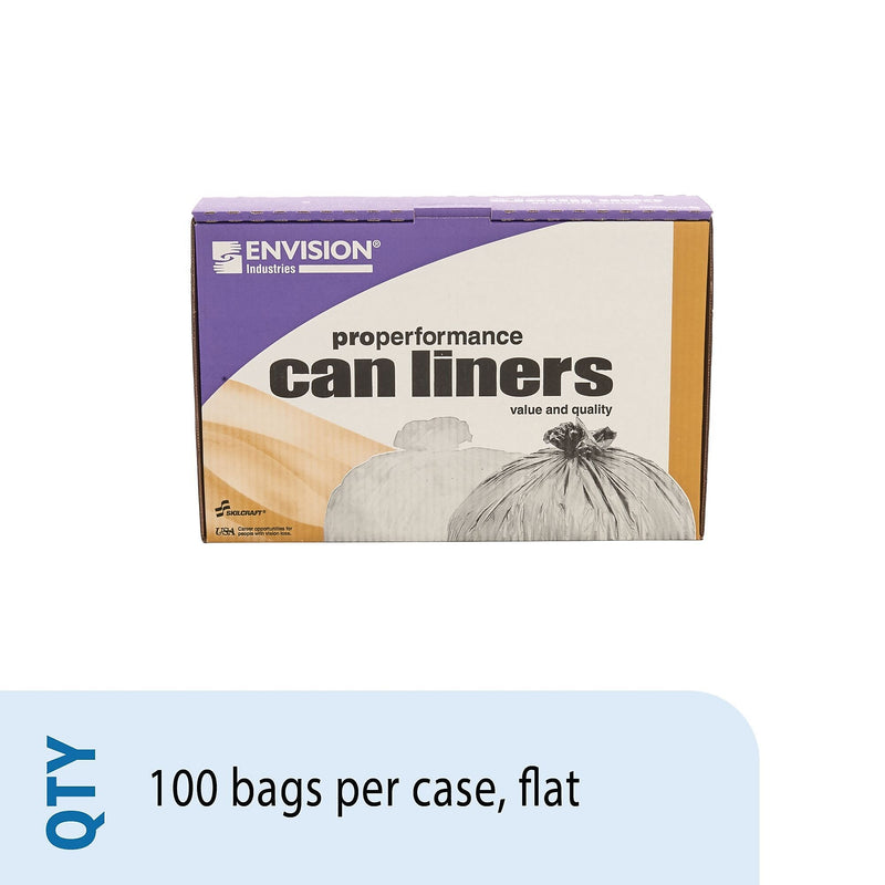 AbilityOne Envision LLDPE 55-60 Gallon Industrial Trash Bag, 38" x 58", Low Density, 1.5 mil, Clear, 100 Bags/BX (8105015171373)