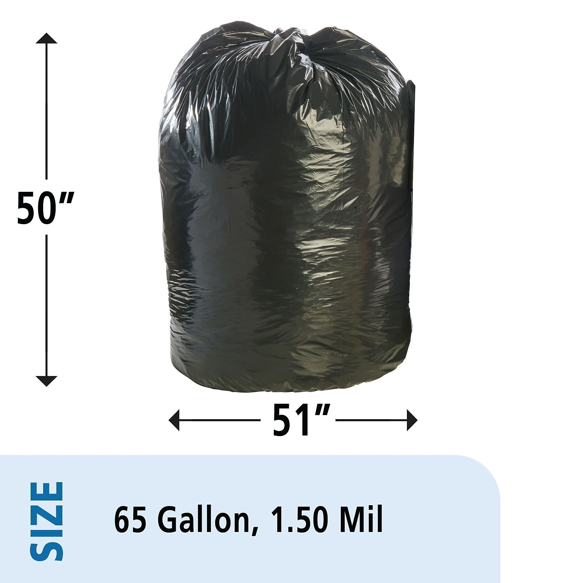 AbilityOne Envision 65 Gallon Industrial Trash Bag, 50" x 51", Low Density, 1.5 mil, Brown/Black, 100 Bags/Box (8105013862428)