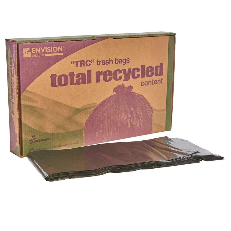 AbilityOne Envision 65 Gallon Industrial Trash Bag, 50" x 51", Low Density, 1.5 mil, Brown/Black, 100 Bags/Box (8105013862428)