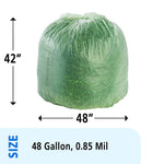 Stout EcoSafe-6400 -48 Gallon Industrial Trash Bag, 42" x 48", Low Density, .85 mil, Green, 40 Bags/Box (STOE4248E85)
