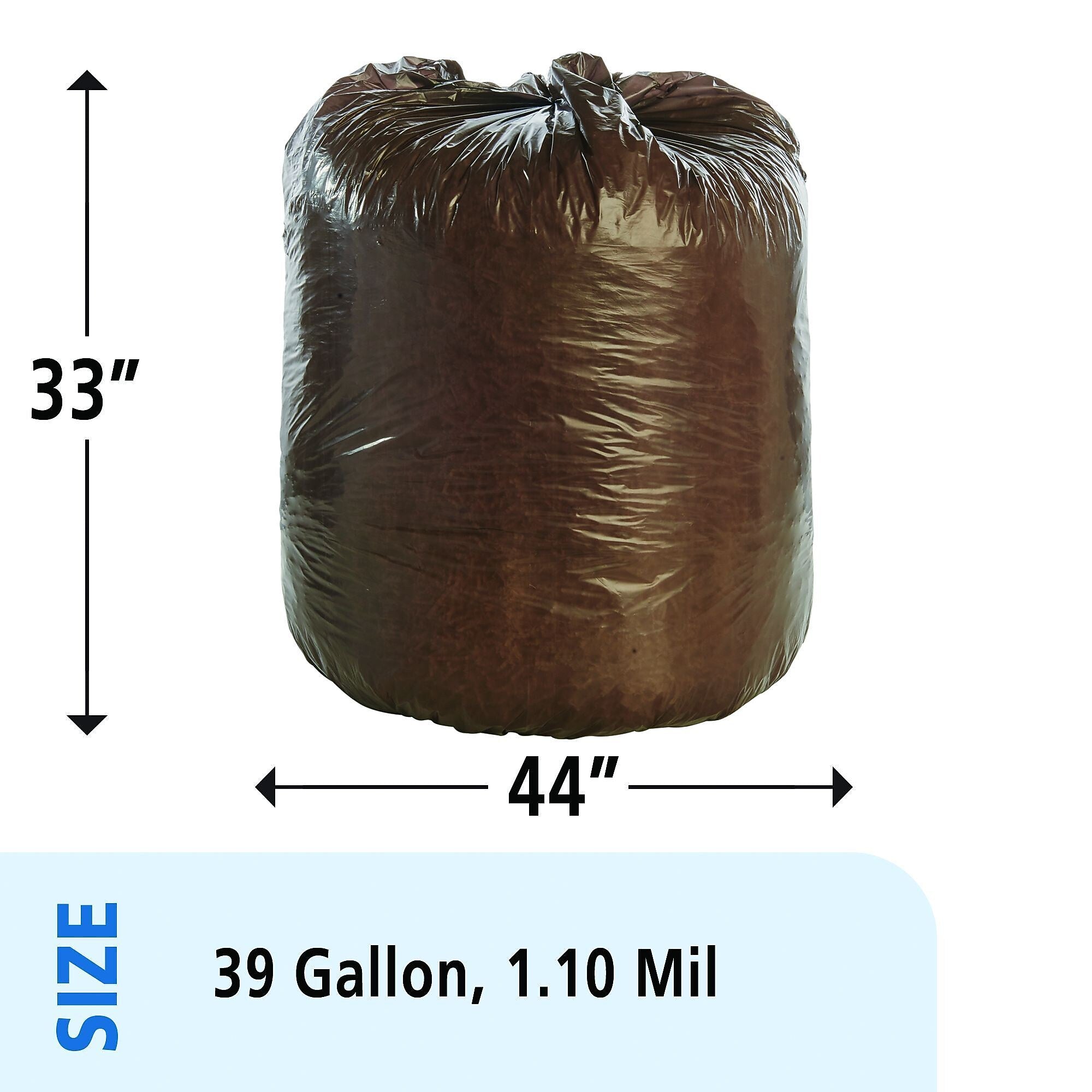 Stout Controlled Life Cycle 39 Gallon Industrial Trash Bag, 33" x 44", Low Density, 1.1 mil, Brown, 40 Bags/Box (STOG3344B11)