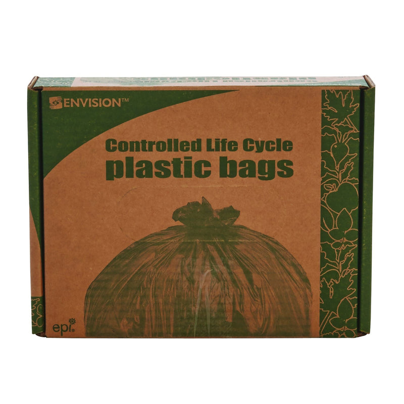 Stout Controlled Life Cycle 13 Gallon Compostable Industrial Trash Bag, 24" x 30", Low Density, White, 120 Bags/Box, 3 Rolls