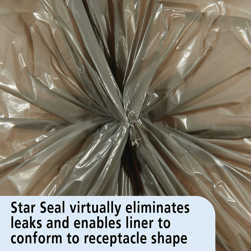 Envision LLDPE 60 Gallon Industrial Trash Bag, 58" x 38", Low Density, 1 mil, Gray, 100 Bags/Box, 10 Rolls (L385810K)