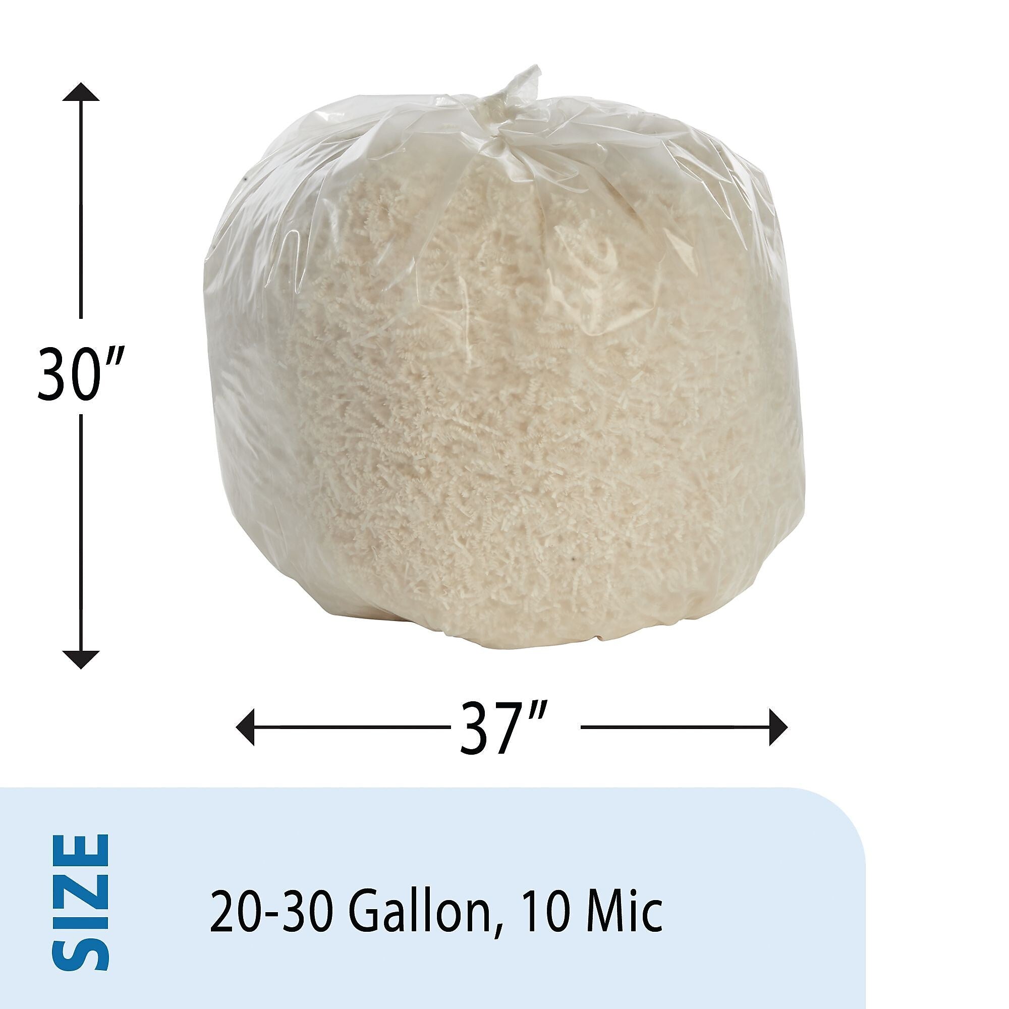 AbilityOne Natl Industries Coreless High-Density Can Liners, 30 Gallon,10 Microns, 30" x 37", Natural, 500/Carton (NIBH303710C)