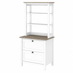 Bush Furniture Mayfield 66" 2-Shelf Bookcase, Pure White/Shiplap Gray (MAY018GW2)