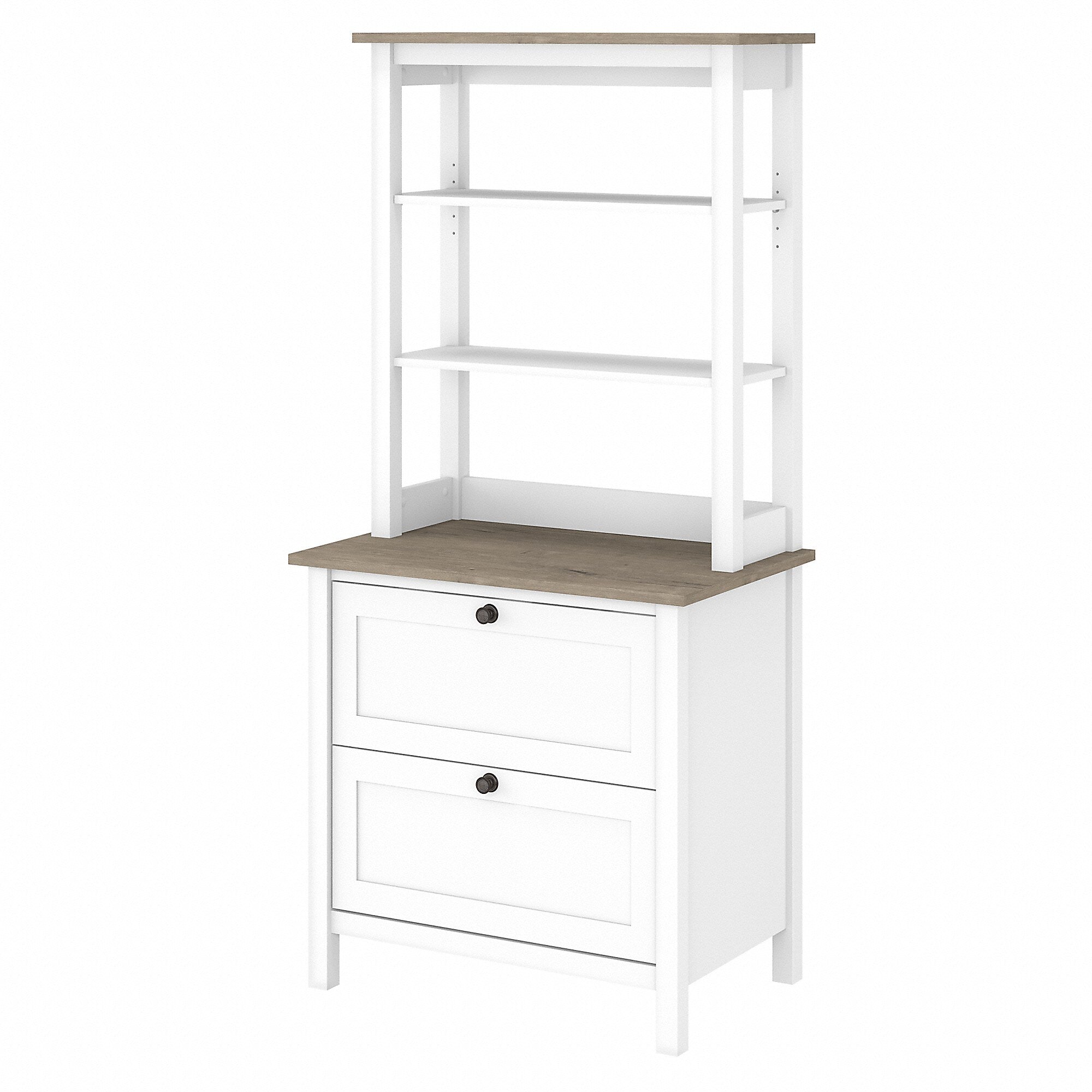 Bush Furniture Mayfield 66" 2-Shelf Bookcase, Pure White/Shiplap Gray (MAY018GW2)