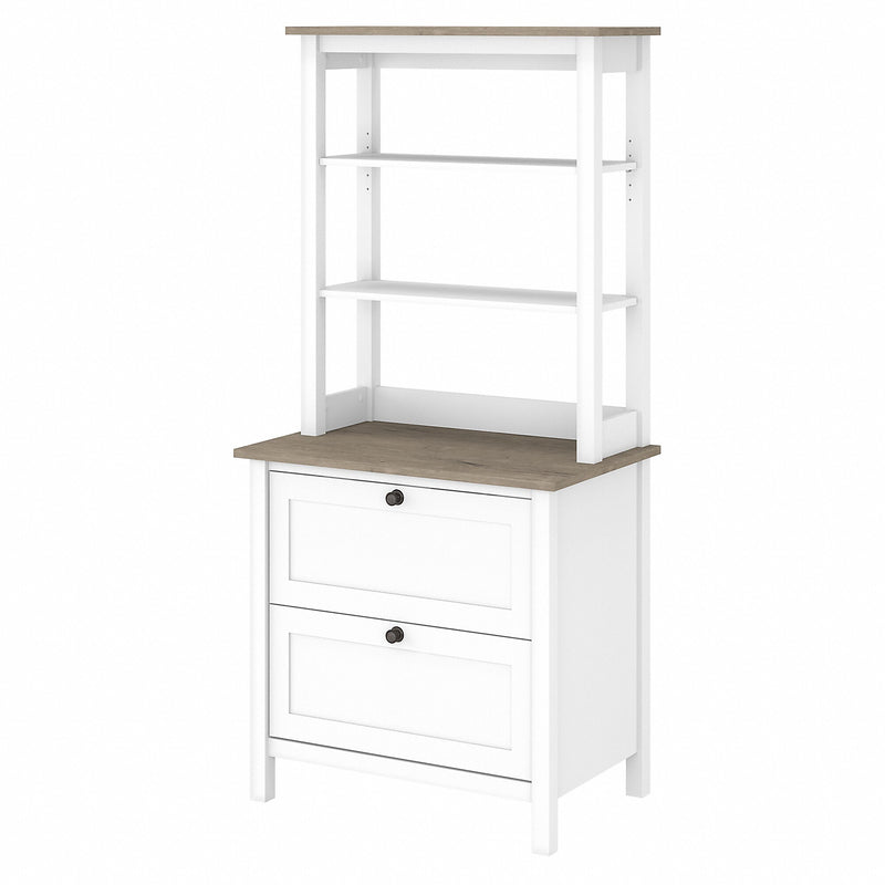 Bush Furniture Mayfield 66" 2-Shelf Bookcase, Pure White/Shiplap Gray (MAY018GW2)