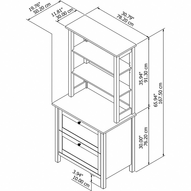 Bush Furniture Mayfield 66" 2-Shelf Bookcase, Pure White/Shiplap Gray (MAY018GW2)