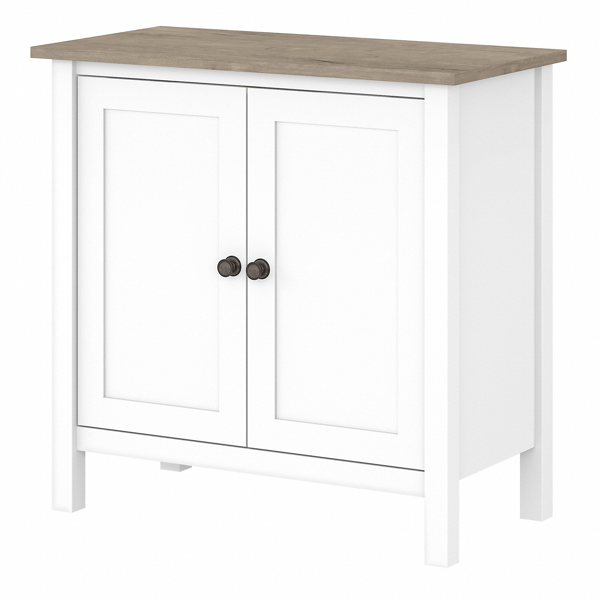 Bush Furniture Mayfield 30" Storage Cabinet with 2 Shelves, Pure White/Shiplap Gray (MAS131GW2-03)