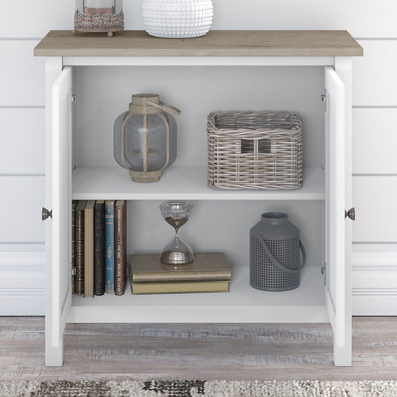 Bush Furniture Mayfield 30" Storage Cabinet with 2 Shelves, Pure White/Shiplap Gray (MAS131GW2-03)