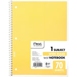 Mead 1-Subject Notebooks, 8" x 10.5", Wide Ruled, 70 Sheets, Assorted Colors (05510)