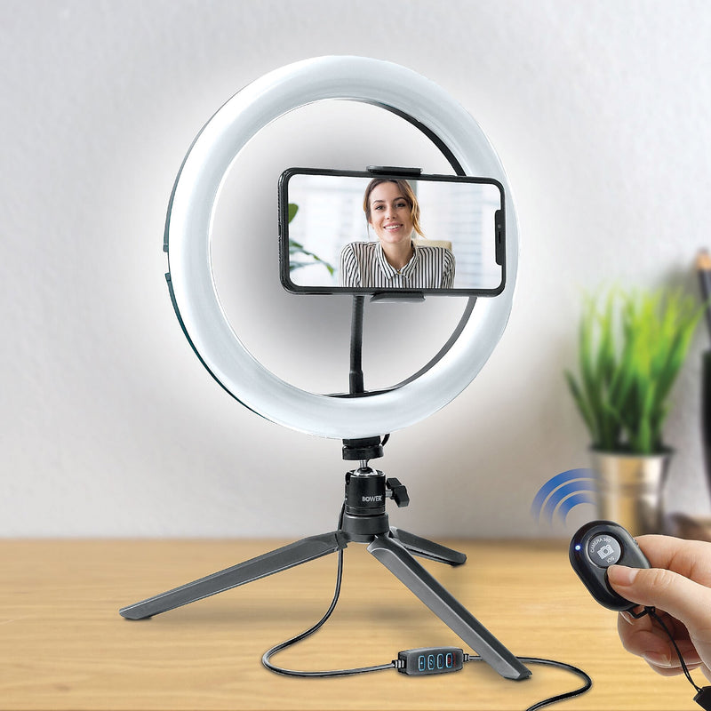 Bower 10" RGB Selfie Desktop Ring Light Studio Kit (WA-RGB10TT)