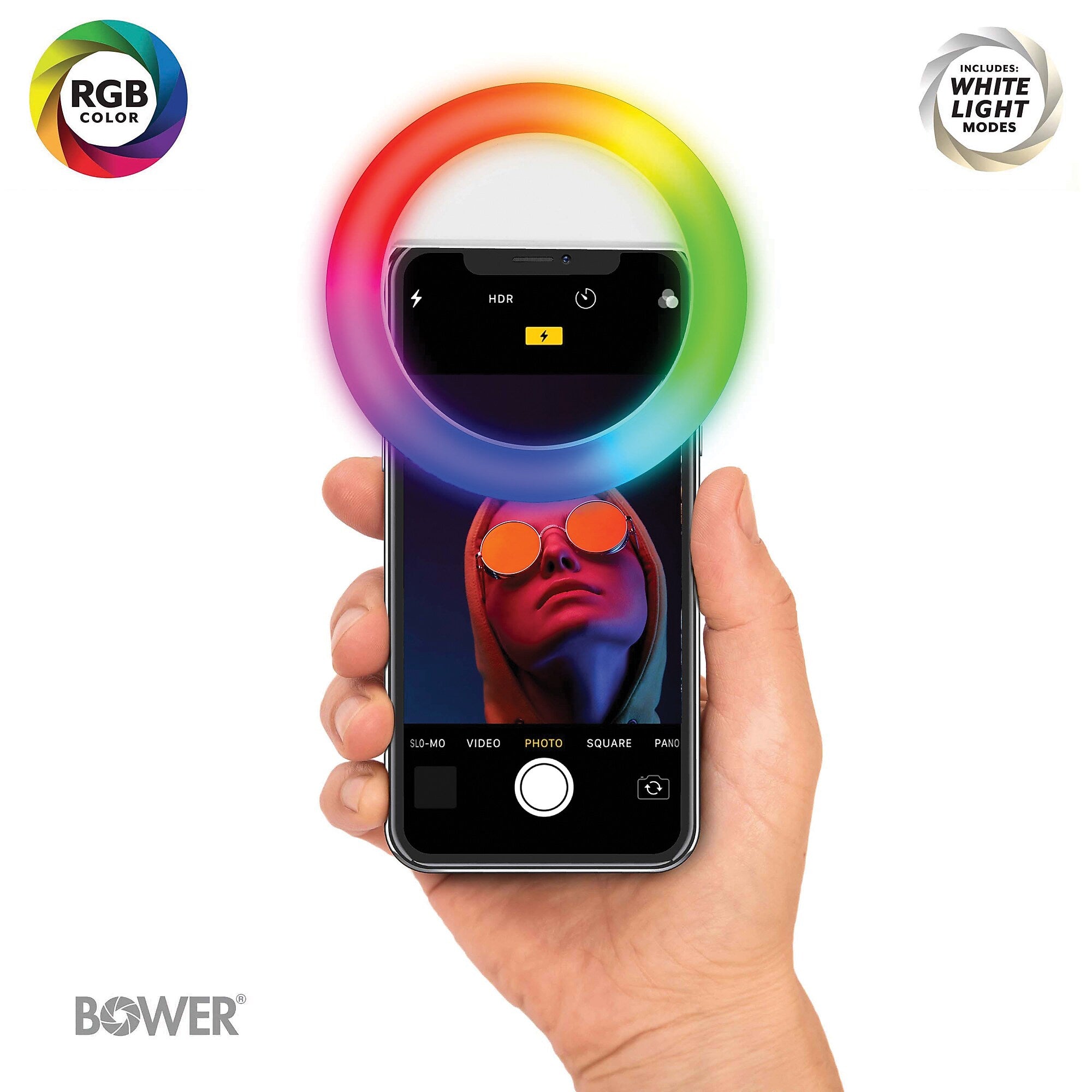 Bower RGB Clip-On Selfie LED Ring Light for Smartphones (WA-RGB250)