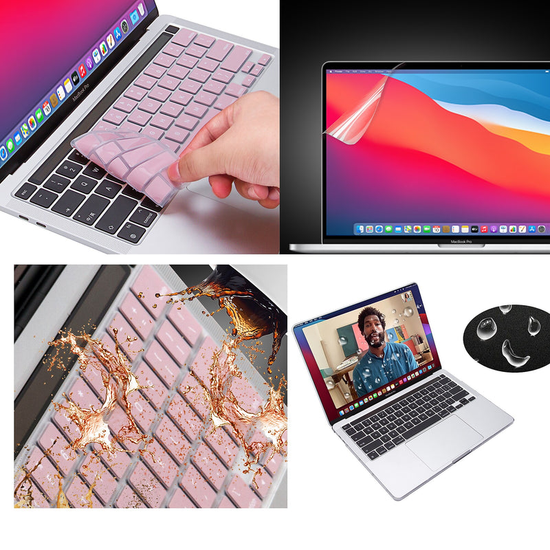 Techprotectus Laptop Case with Keyboard Cover and Screen Protector, Rose Quartz, Plastic (TP-RQ-K-MP14M1)