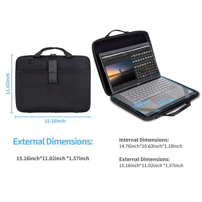 TechProtectus Work-In 15" Vinyl Laptop Case, Shock Absorbing, Black (TP-BK-CC14)