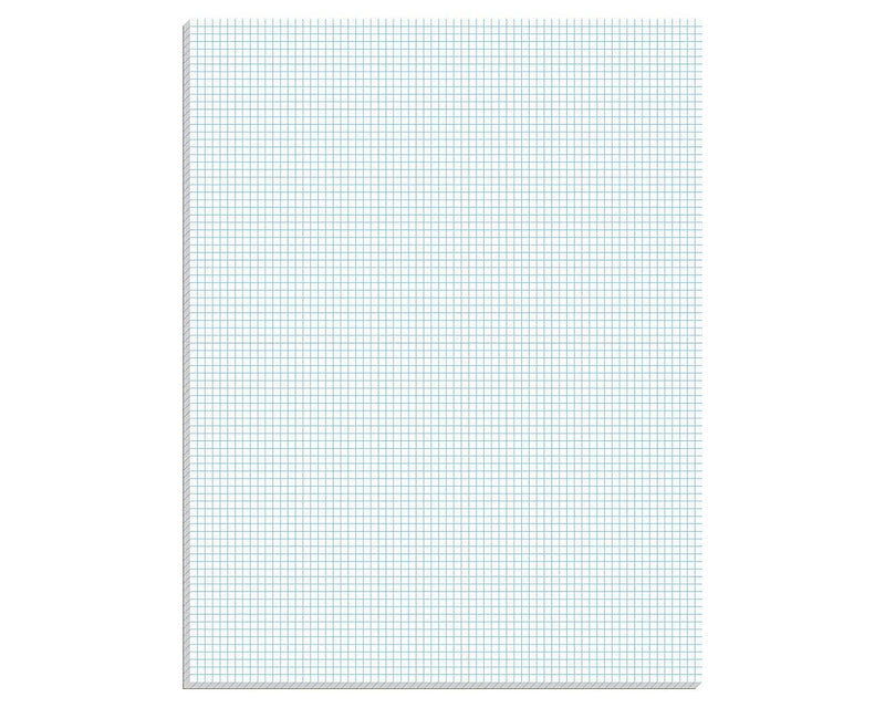 Ampad Graph Writing Pad 8-1/2x11", Quad Ruling Graph Paper, 8 Squares/Inch, White, 50 Sheets/Pad