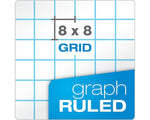 Ampad Graph Writing Pad 8-1/2x11", Quad Ruling Graph Paper, 8 Squares/Inch, White, 50 Sheets/Pad