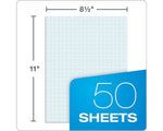 Ampad Graph Writing Pad 8-1/2x11", Quad Ruling Graph Paper, 8 Squares/Inch, White, 50 Sheets/Pad