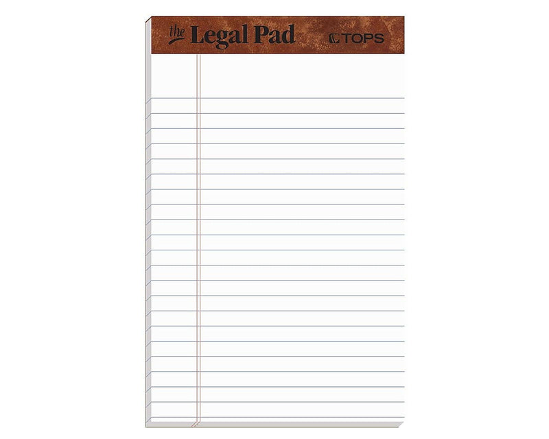 TOPS Legal Junior Notepads, 5" x 8", Narrow Ruled, White, 50 Sheets/Pad, 12 Pads/Pack (TOP 7500)