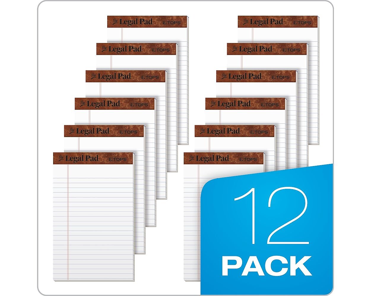 TOPS Legal Junior Notepads, 5" x 8", Narrow Ruled, White, 50 Sheets/Pad, 12 Pads/Pack (TOP 7500)