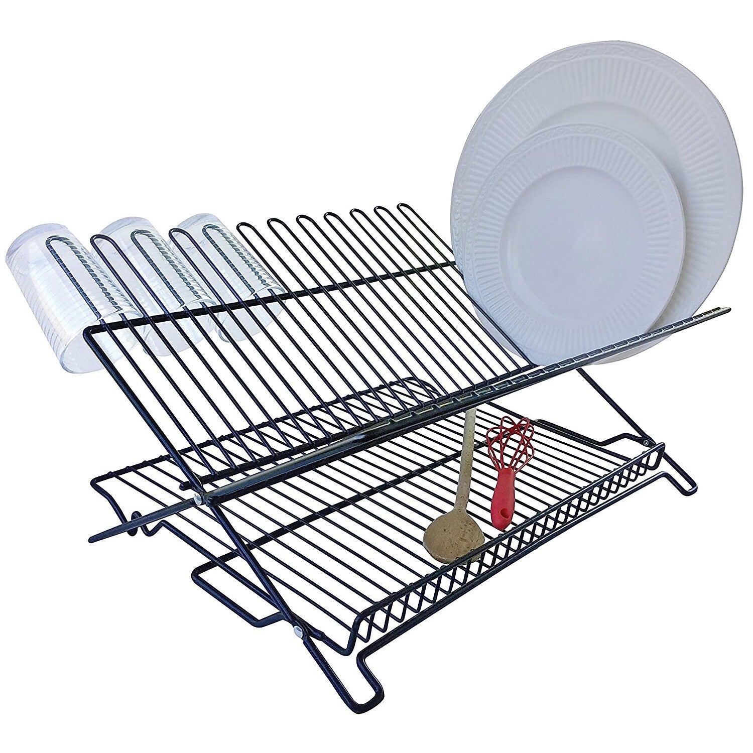 Better Houseware Coated-Steel Folding Dish Rack, Black (BTH1489E)