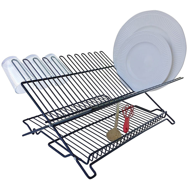 Better Houseware Coated-Steel Folding Dish Rack, Black (BTH1489E)