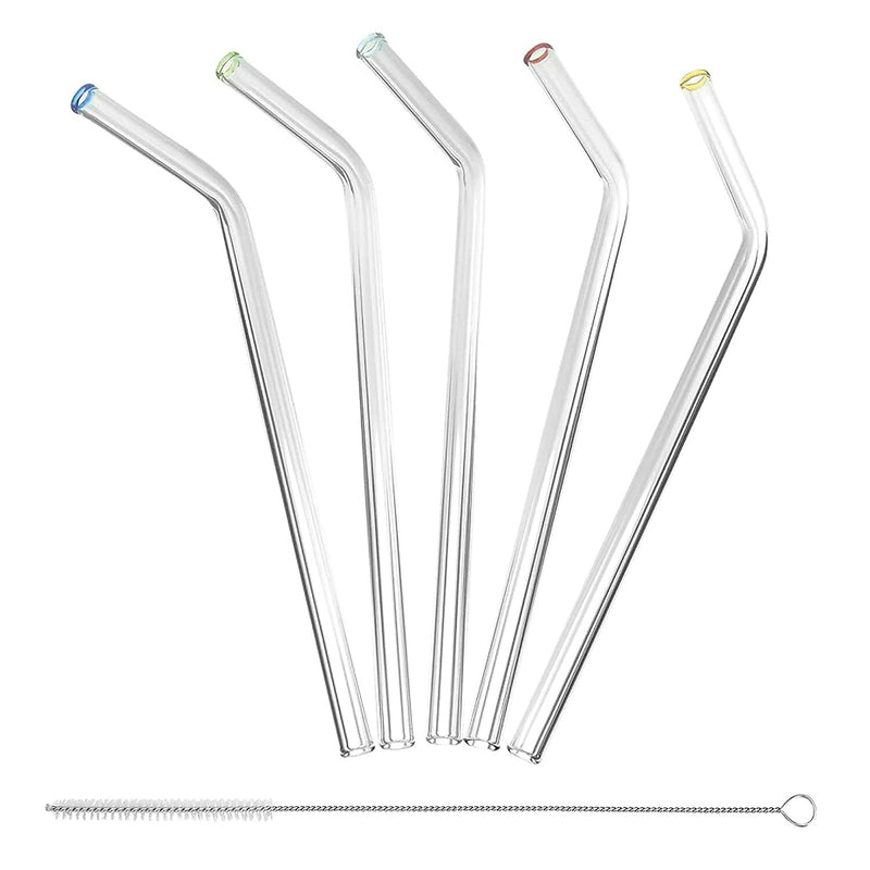 Better Houseware Extra-Wide Glass Straws with Cleaning Brush, 5 Pack, (309)