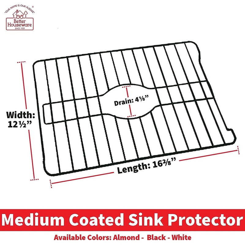 Better Houseware Coated-Stel Medium Sink Protector, Black (1486/E)