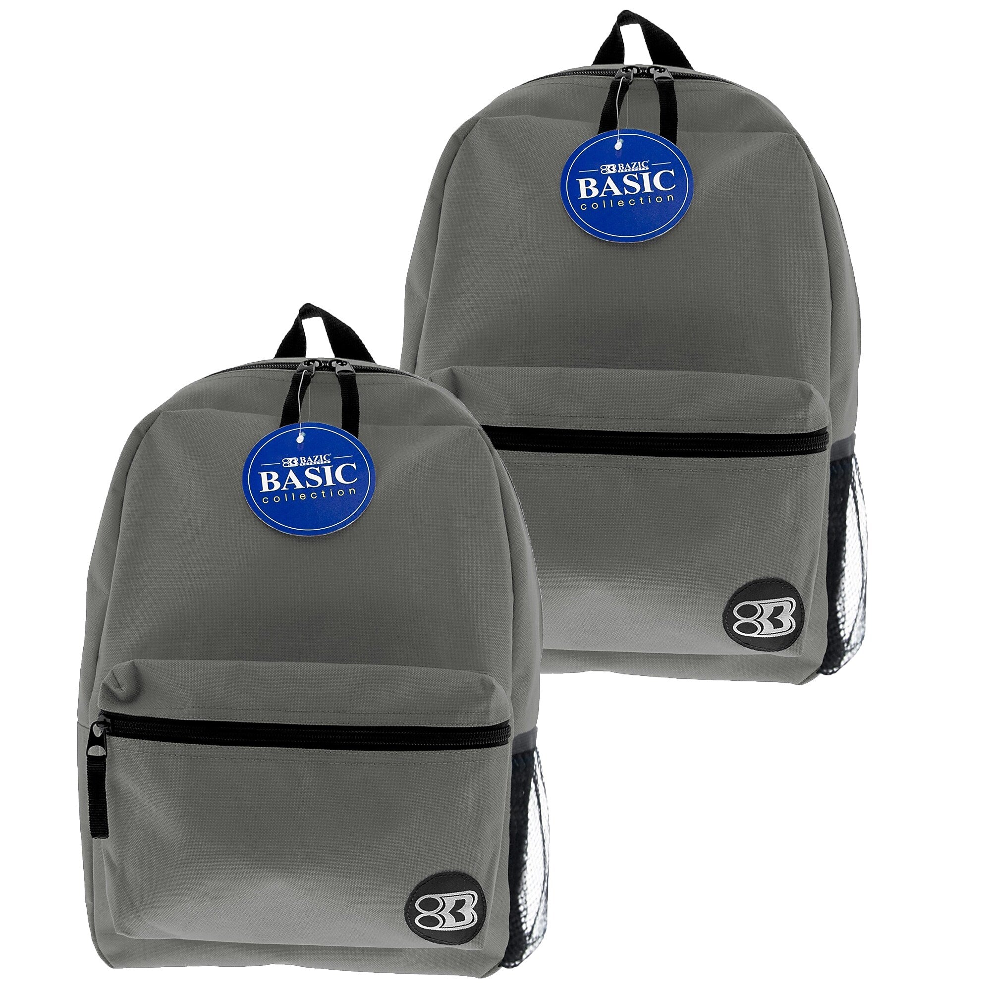 Bazic Basic Laptop Backpack, Medium, Gray, 2/Pack (BAZ1041-2)