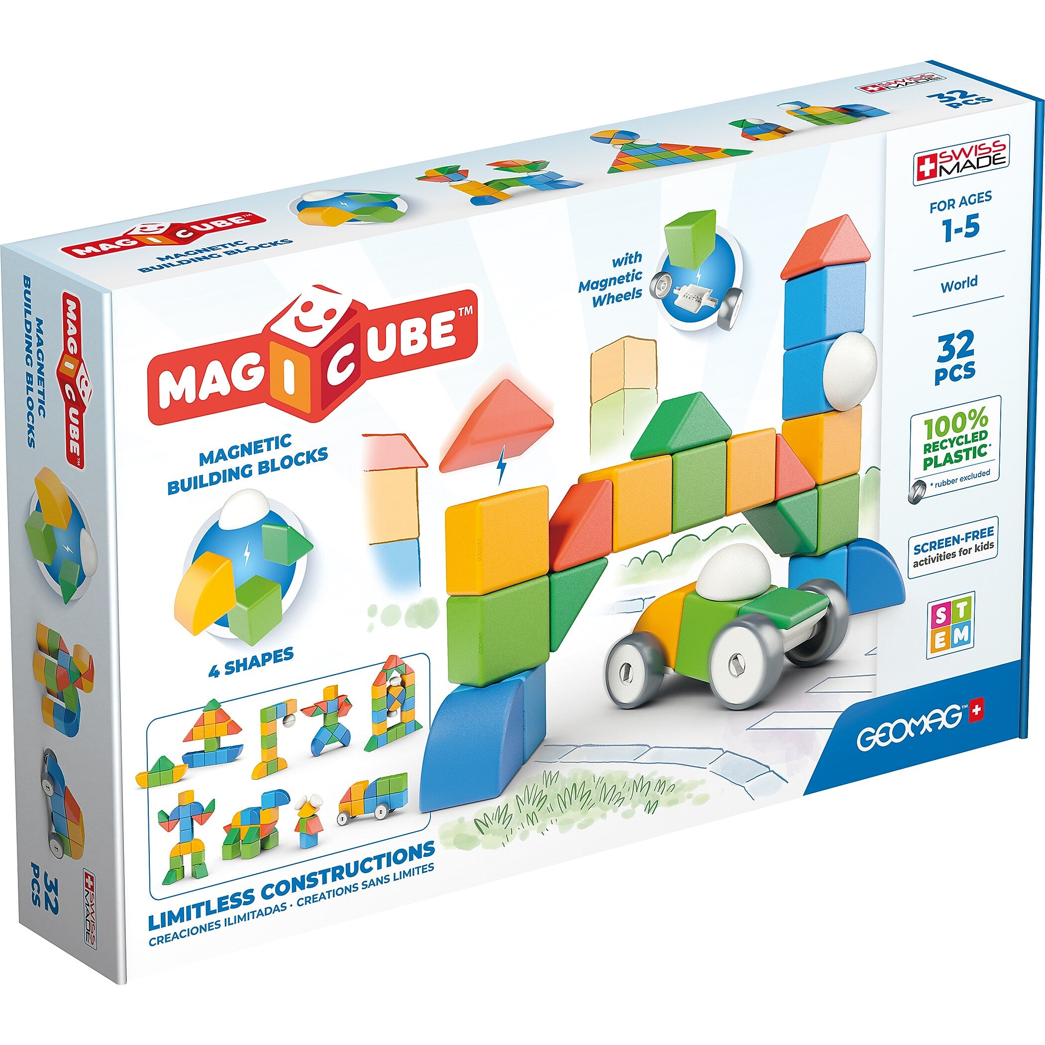 Geomag Magicubes Building Sets, 32 Pieces/Pack (GMW203)