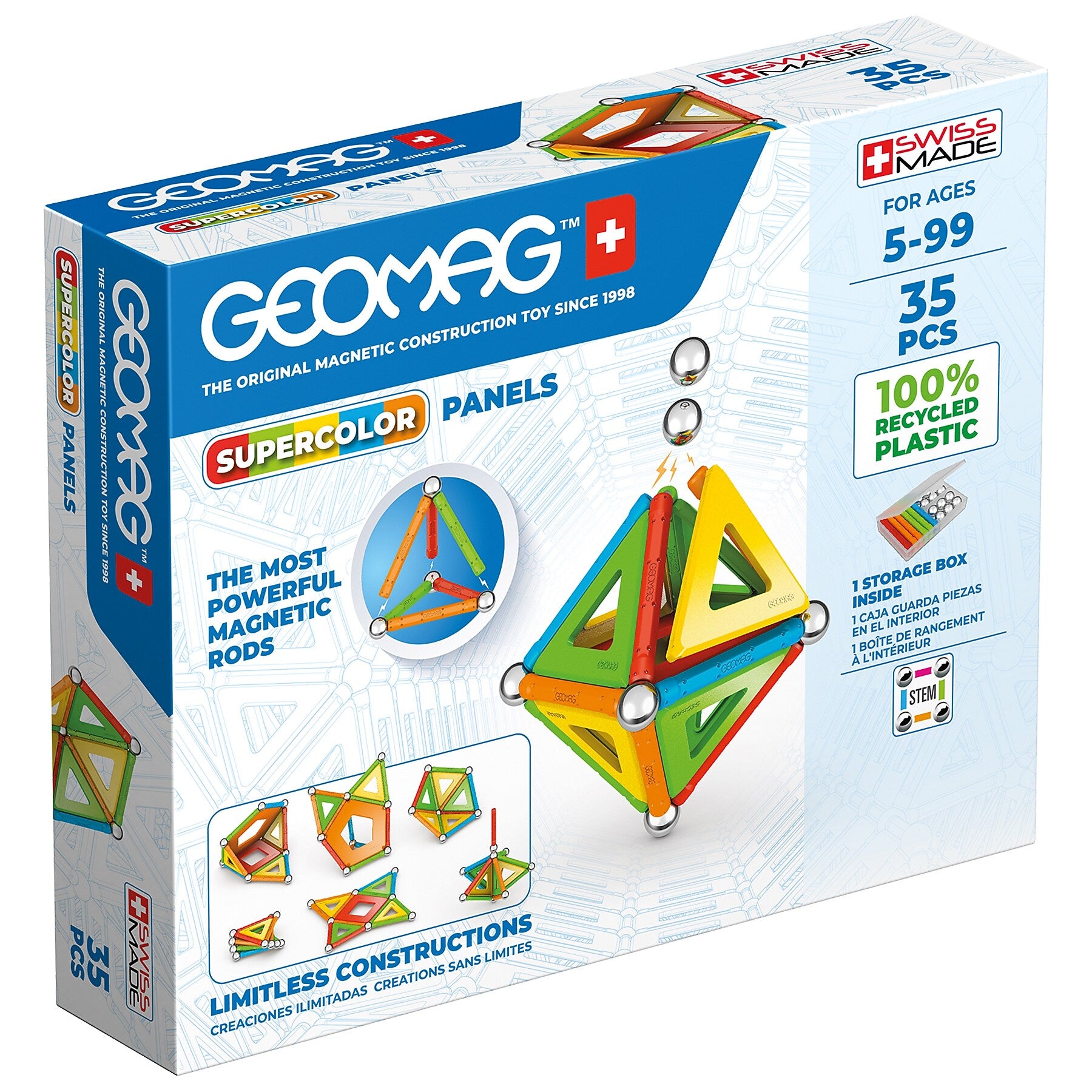 Geomag Supercolor Panels Building Sets, 35 Pieces/Pack (GMW377)