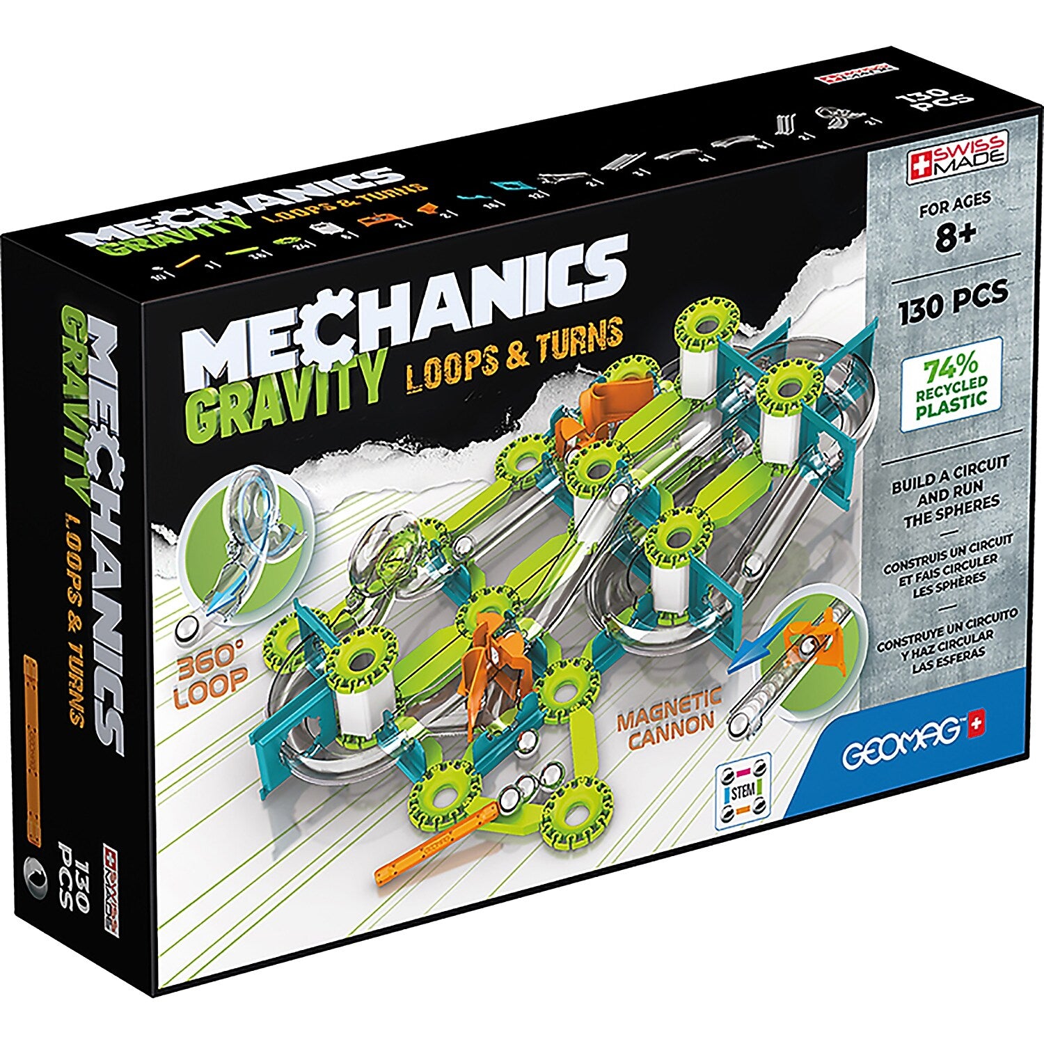 Geomag Mechanics Gravity Building Set, 130 Pieces/Pack (GMW763)
