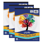 uCreate 9" x 12" Tape Bound Mixed Media Sketch Pad, 50 Sheets/Pad, 3 Pads/Bundle (PAC4827-3)