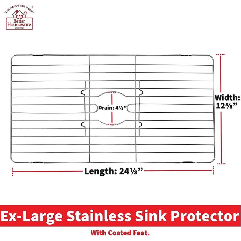 Better Houseware Stainless Steel Extra-Large Sink Protector, Silver (BTH14248)