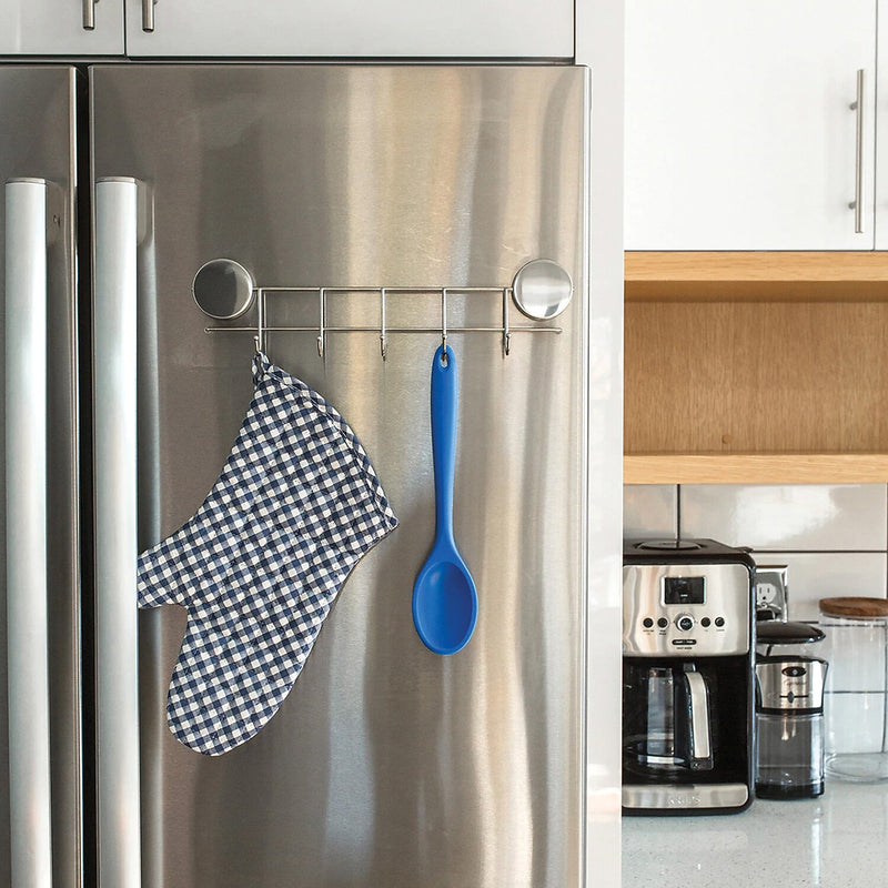 Better Houseware Stainless Steel Magnetic 5-Hook Utensil Rack, Silver (2408)