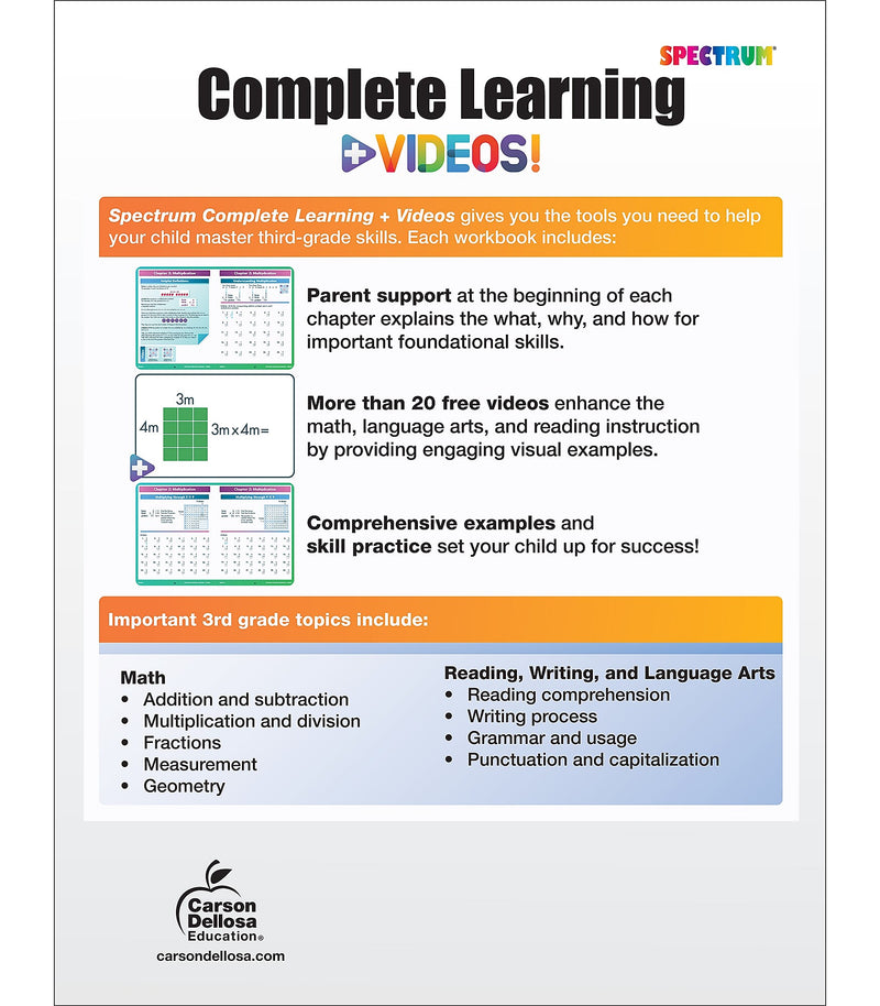 Spectrum Spectrum Paperback Workbook Complete Learning + Videos  (705428)