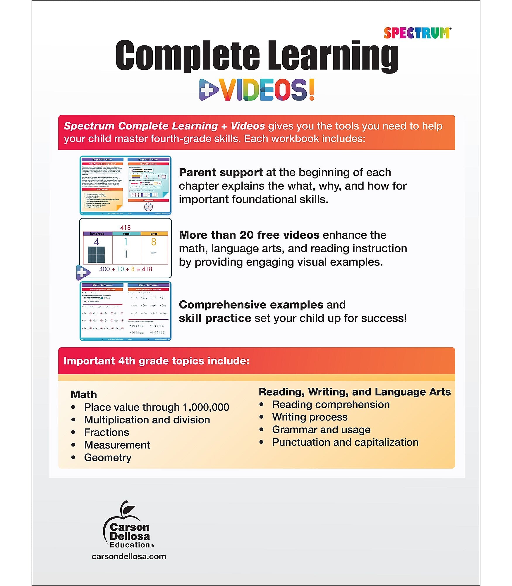 Spectrum Spectrum Paperback Workbook Complete Learning + Videos  (705429)